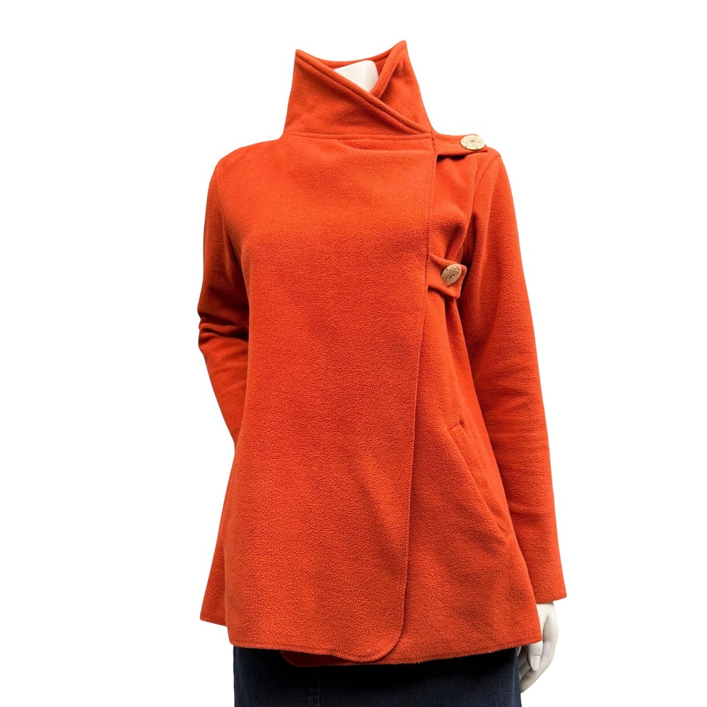 Ark Imports Asymmetrical Fleece Jacket Orange Boho Gorpcore‎ Wrap Earthy Artsy M